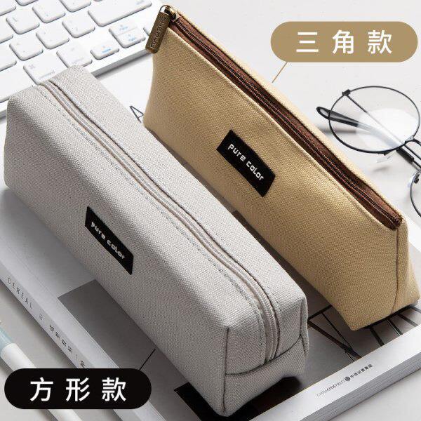 原宿风日系学院风笔袋款简约流三角形大容量创意帆布男潮耐脏长条