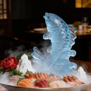 年年有鱼冰雕硅胶模具食品级DIY刺身冷盘食盒造景摆盘冰雕磨具