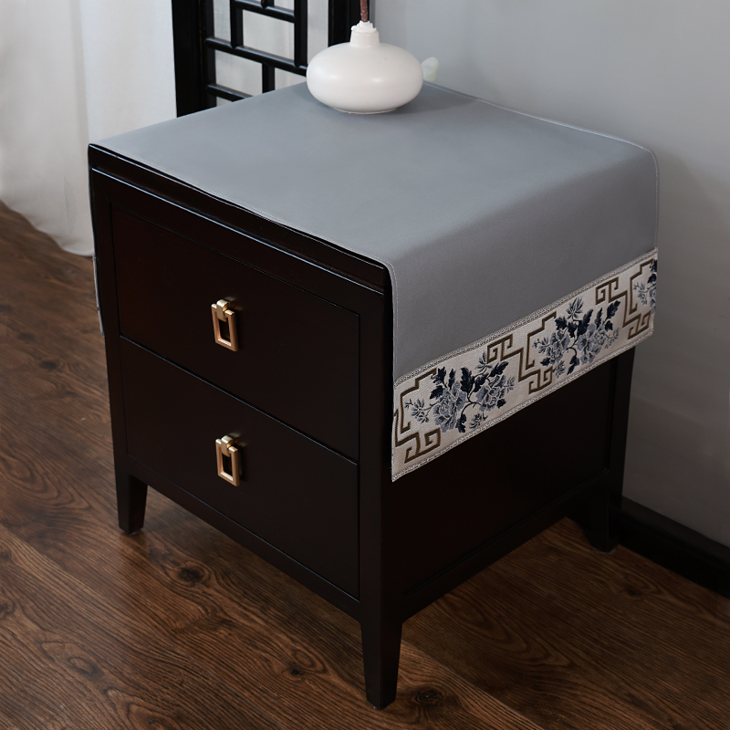防水床头b柜盖布防尘罩布艺新中式卧室家用简约现代红木小桌布垫