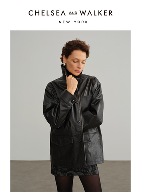 Chelsea and Walker董洁推荐复古纸感油蜡皮工装外套高级感上衣女