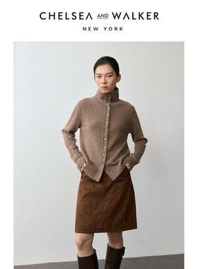 Chelsea and Walker100%羊毛设计感彩点纱毛衣冬新款内搭针织开衫