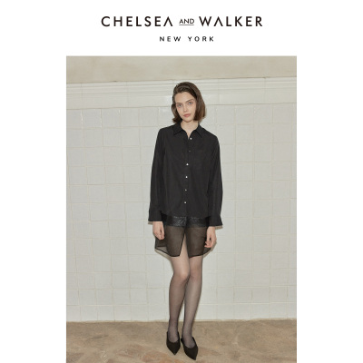 Chelsea and Walker独家原创设计感蕾丝拼纱长衬衫气质春款衬衣女