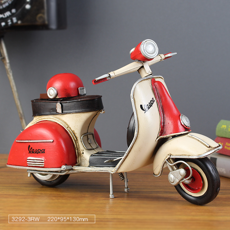 复古摩托车模型工艺品摆件家居客厅玄关电视柜铁艺创意装饰品摆设