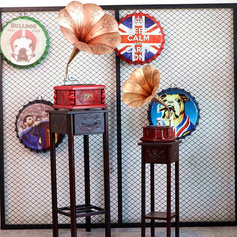 复古老式大喇叭留声机模型摆件黑胶唱片机创意家居软装饰摄影道具