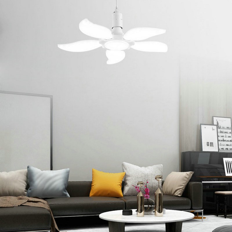 创意折叠飞碟灯led节能家用e27螺口护眼灯泡四叶商铺工厂超亮照明