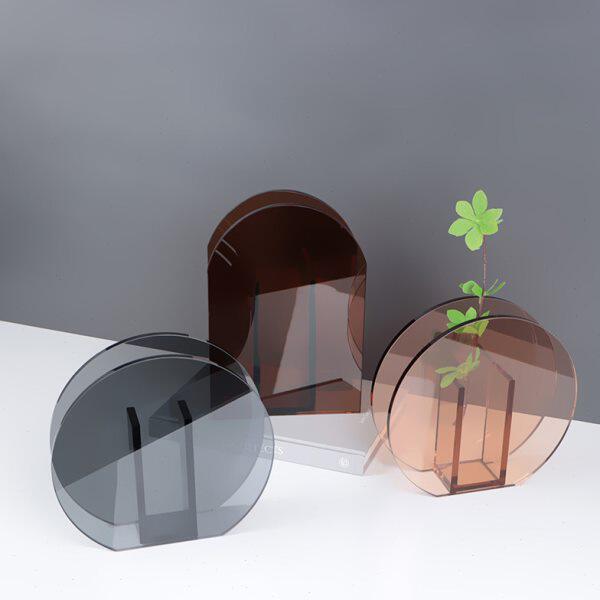 摆件书房轻奢样板间现代简约花器卧室饰品客厅圆形新中式玻璃花瓶