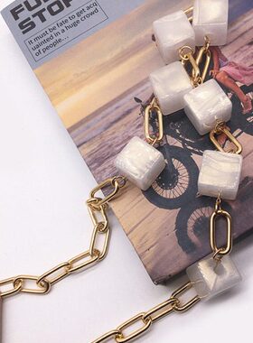 金属链条窗方糖白色现代扣轻奢窗帘块带百搭米饰系带窗帘绑带扎束