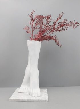 家居饰品卧室玄关酒店软装客厅抽象白色部创意花瓶摆件现代简约脚