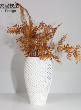 客厅立体白色餐厅现代简约软装插花镂空摆件陶瓷花瓶样板间3D打印