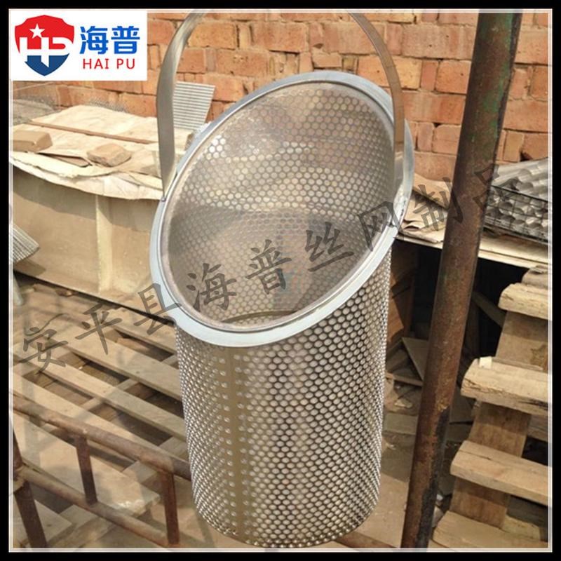 提篮式污水泵过滤筒圆孔网提篮过滤筒内衬50目60目不Z锈钢过滤筒