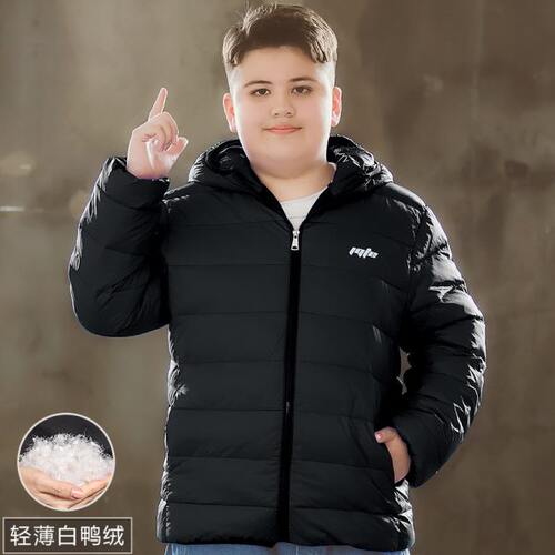 男童轻薄羽绒服胖童装加肥加大码青少年90白鸭绒衣服儿童冬装宽松