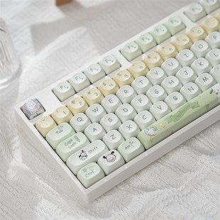 漫步猫H108机械键盘108键有线全键无冲女生办公游戏可爱白光