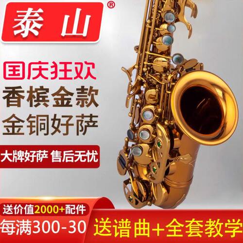 泰山小高音萨克斯管风降B调TSSS-AX1金铜材质香槟金萨克斯