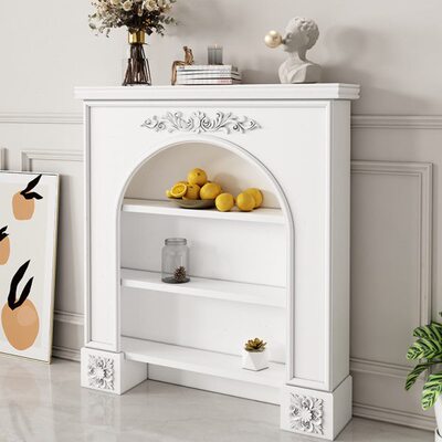 欧式壁炉柜雕花置物架客厅白色法式精品网红民宿装饰展示产品新款