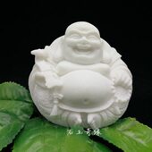 工艺品刻小摆件如意可爱家居摆设弥勒佛石茶宠创意小礼品大石雕足