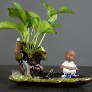 花盆插花花茶几陶瓷倒流香炉桌面插花花瓶摆件客厅禅意水培容器真