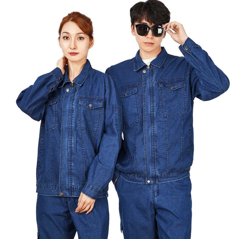 夏季牛仔工作服薄款电焊焊工劳保服棉耐磨国家T电网工地服定制