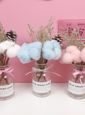 木棉花 ins少女花瓶干花 chicE拍照背景道具北欧风家居装饰摆件