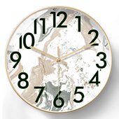 现代对时钟家用钟壁挂石英钟表大理石客厅波电创意时钟北欧自动圆