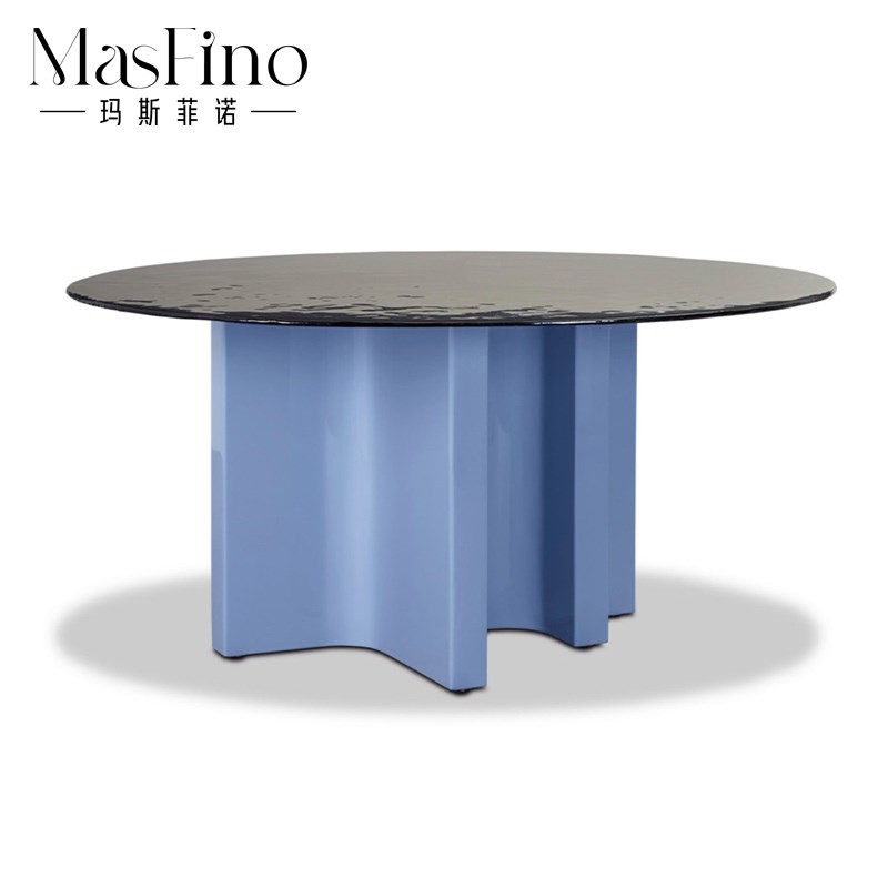 玛斯菲诺意c式极简baxter餐桌轻奢欧洲灰玻璃饭桌现代时尚户外桌