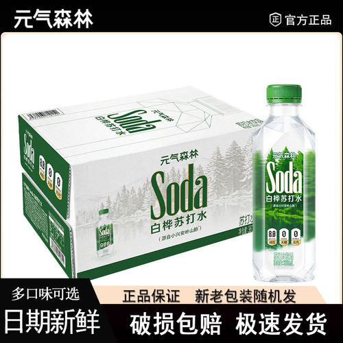 元气森林白桦苏打水360ml/瓶天然苏打水小瓶整箱0糖碱性苏打水