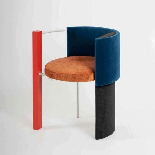 轻奢金属餐椅北欧布艺单人椅客厅休闲椅子样板房酒店洽谈椅咖啡椅