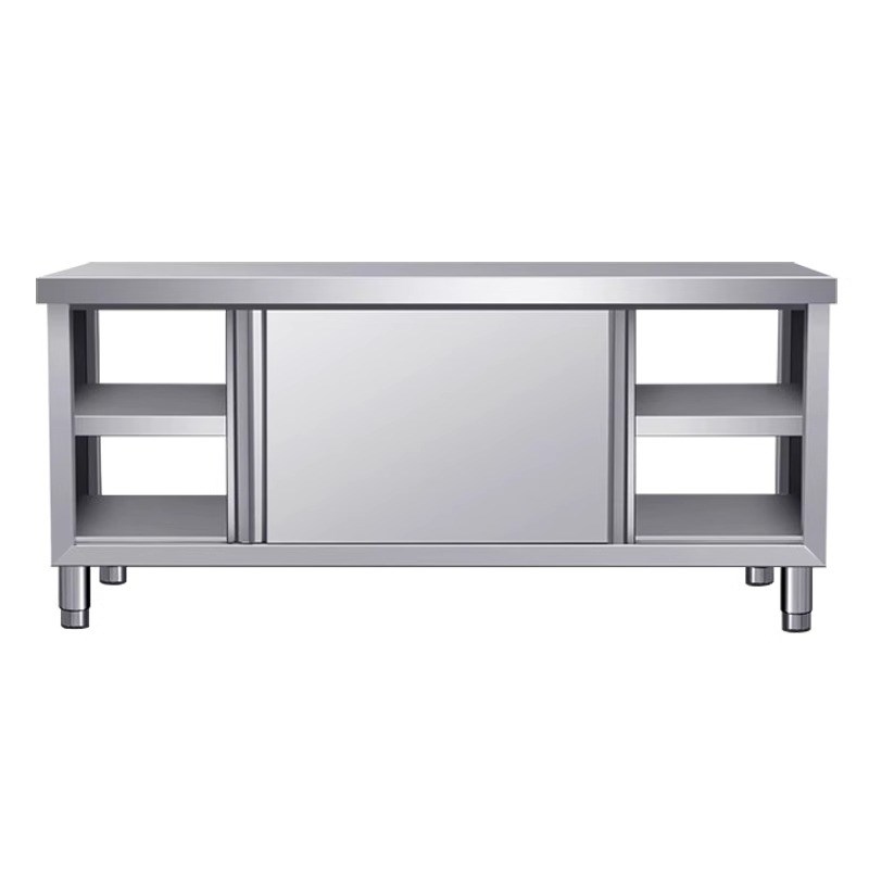 1.5特厚304整体焊接不锈钢拉门工作台厨房橱柜操作台厨房酒店放碗