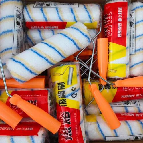 厂家9寸内外墙油漆乳胶漆防水涂料4寸6寸8寸9寸黄蓝条滚筒刷