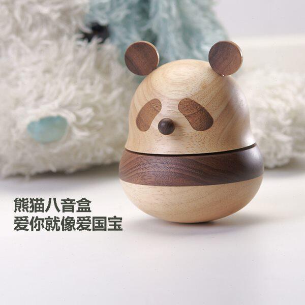 几人原创熊猫摆件音乐盒八音盒木质送闺蜜女孩女生生日礼物刻字