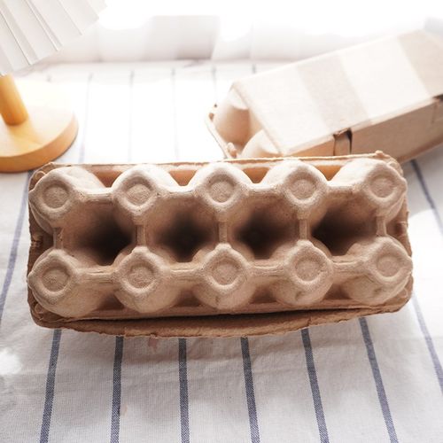 鸡蛋包装盒6/9/10枚免折叠开关黄色篮子打包托纸浆生物可降解