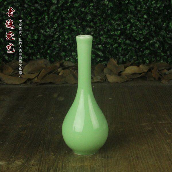 龙泉青瓷 净瓶 直口瓶 长颈瓶 桌面小花插 花瓶装饰茶桌装饰 摆件