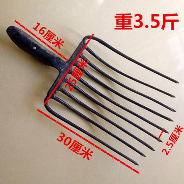 实心九齿叉全钢翻地加粗钢筋粪叉子农用石子叉九股叉草叉钢叉铁叉
