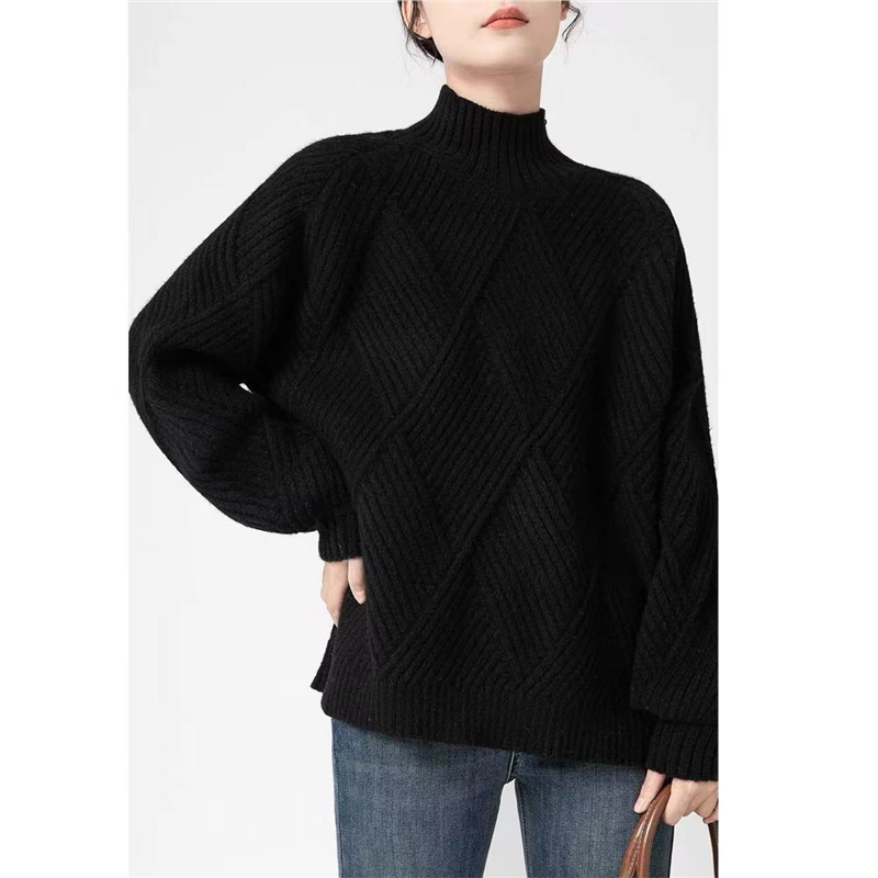 HUIXI绘系 黑色毛衣女2025年冬季新款宽松慵懒感百搭复古气质上衣,女装/女士精品,POLO衫,淘宝优惠券,粉丝福利购,淘宝优惠卷