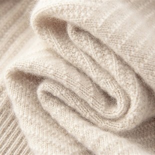 女V领套头纯羊绒毛衣宽松慵懒加厚版 太美太温柔 重工搬针羊绒衫