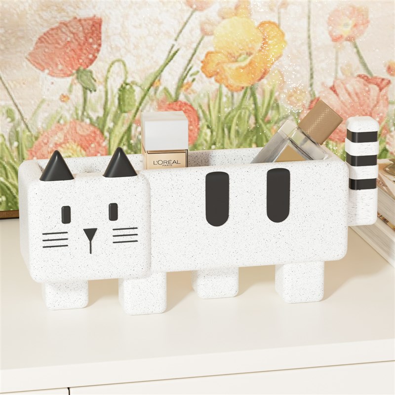 可爱猫咪入门钥匙收纳玄关摆件卧室梳妆台收纳盒客厅遥控器装饰品