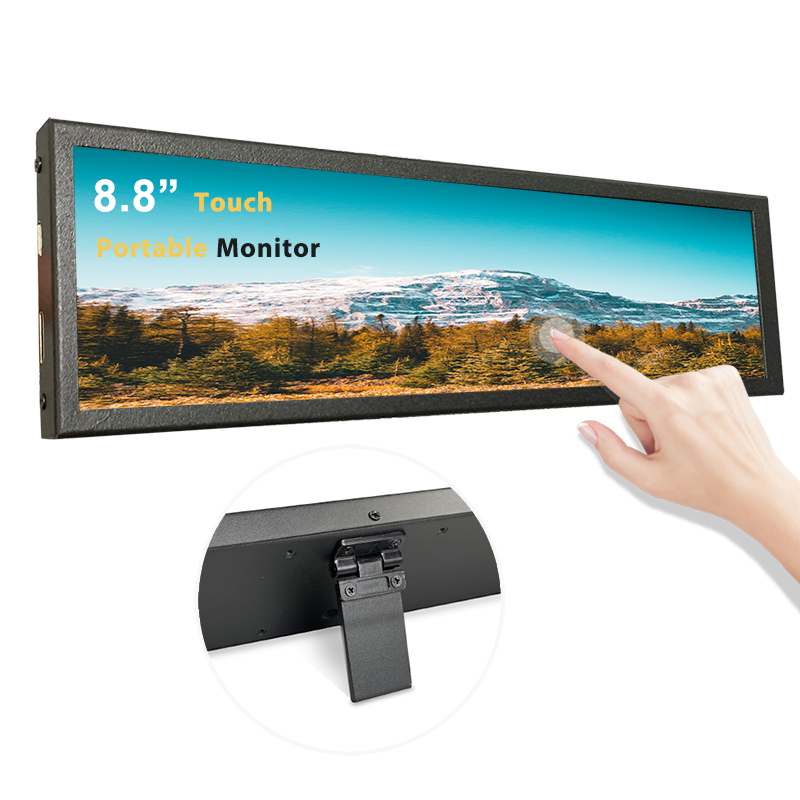 条形屏幕8.8寸触摸树莓派小电脑频谱显示器7.84迷你机箱副屏液晶