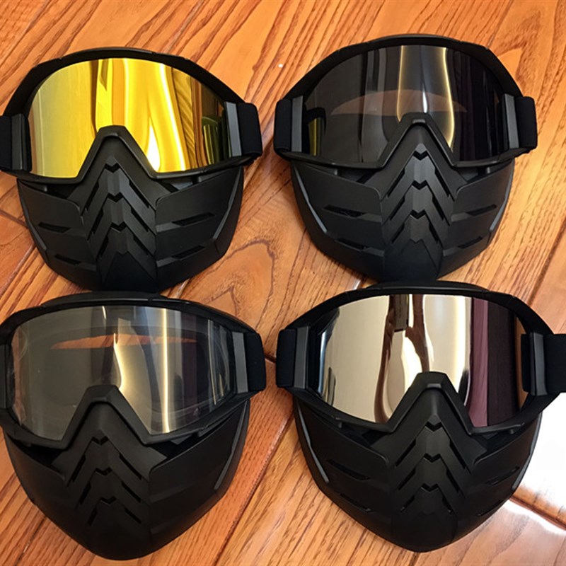 复古哈雷风镜机车半盔面罩摩托车头盔面具防风越野护目镜骑行眼镜