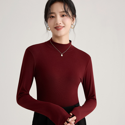 秋季半高领长袖打底衫女