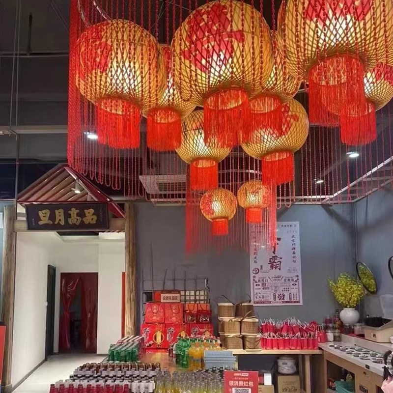 中式镂空定制火i锅店串串店环保竹灯笼东方的东南亚户外庭院灯笼