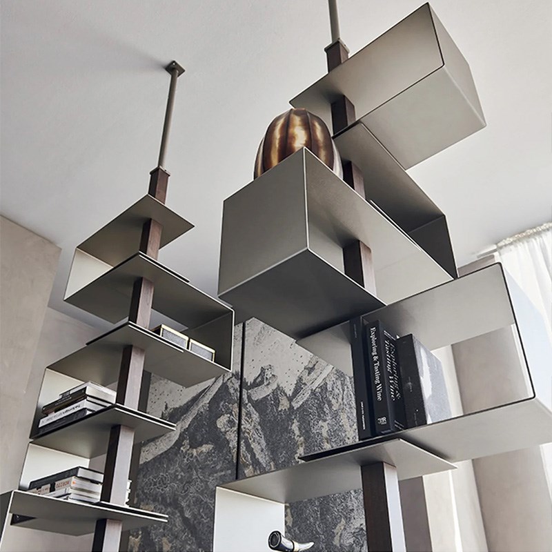 极简旋转书柜展示j架落地书架意式简约收纳多层置物架玄关装饰展