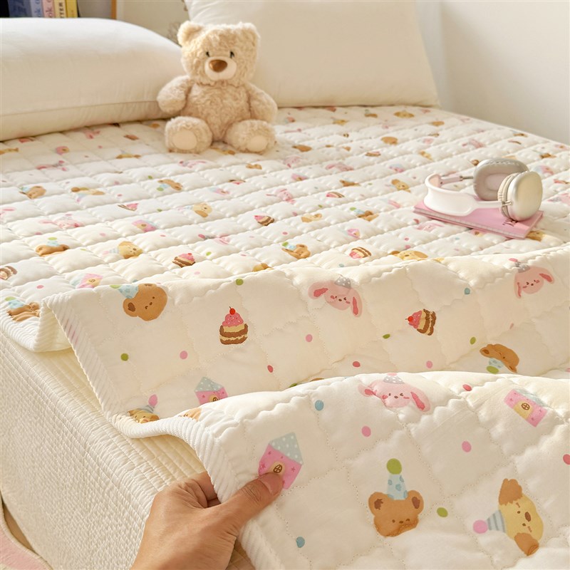 软软糯糯丨双层纱软床垫 绑带款床护垫 卡通可水X洗防滑软垫子