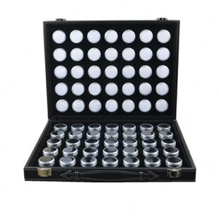 70只透明密封圆瓶裸珠彩宝戒面收纳三通绿松石小零件展示手提PU包