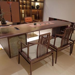 新中式白蜡木茶桌椅组合禅意别墅客厅实木茶台高端家具定制泡茶桌