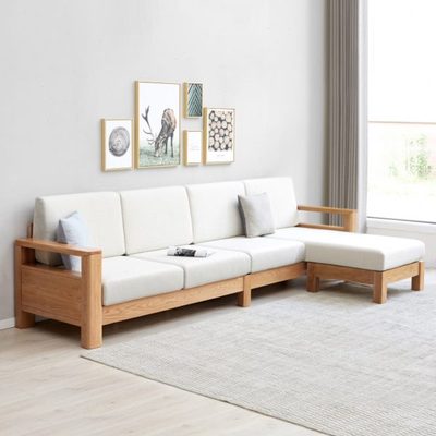 实木沙发北欧小户型橡木沙发组合简约现代新中式客厅家具转角沙发