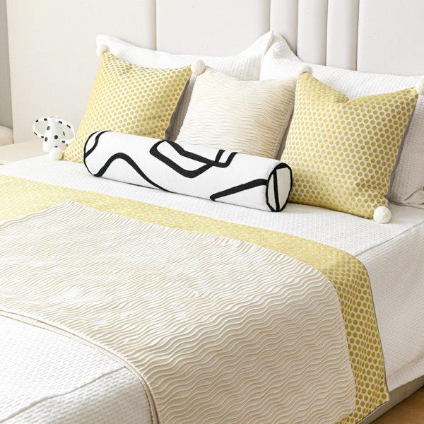 样板间床旗床品多件套现代儿童房黄绿色系软装抱枕床尾巾抱枕靠垫,床上用品,酒店床品套件,淘宝优惠券,粉丝福利购,淘宝优惠卷