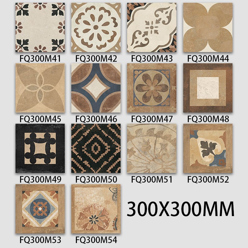 覆古米色彷陶300*300瓷砖咖啡厅餐厅Q民宿入口阳台瓷砖