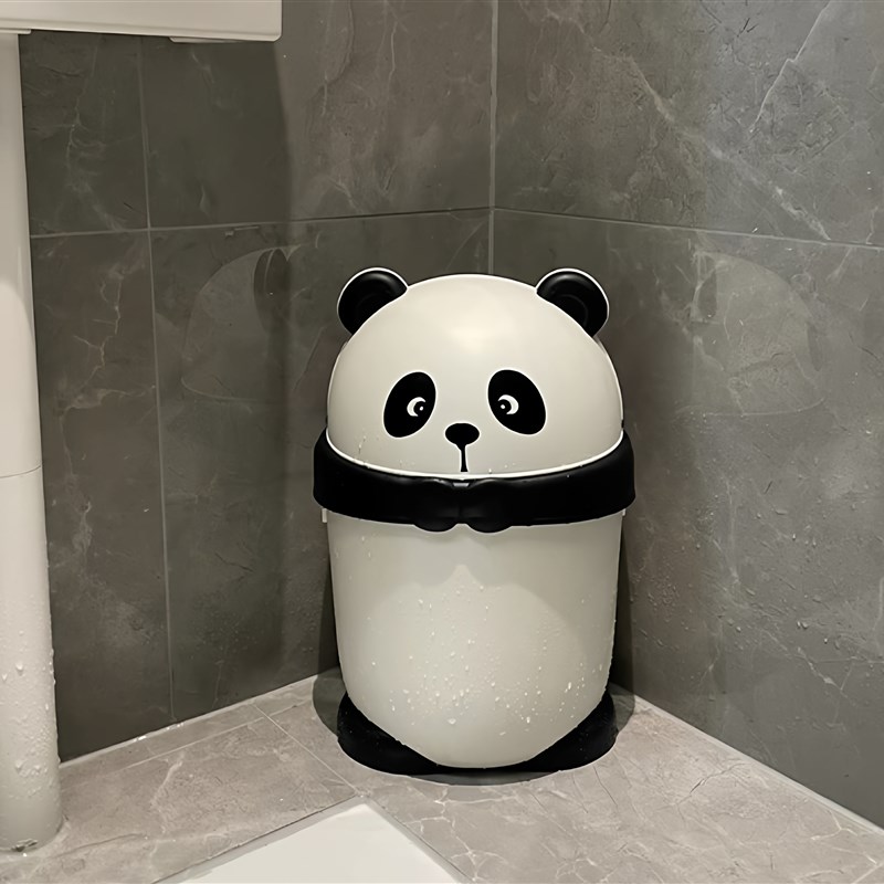 熊猫垃圾桶大号厨房卫p生间厕所客厅带盖卧室翻盖卡通可爱纸篓包