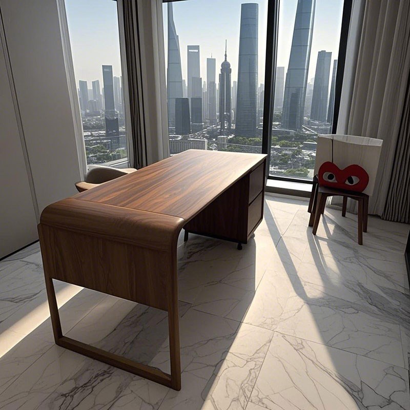 新中式实木休闲书桌茶桌s椅组合民宿办公桌茶台黑胡桃白蜡木茶桌