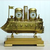 纯铜镀金机械船钟