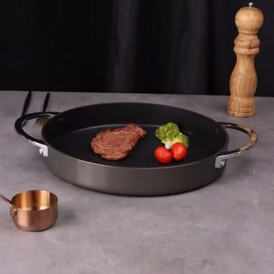 韩式春川铁板鸡专用锅不粘部队火锅锅炒鸡平底锅电磁炉明火通用